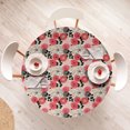thumbnail image 4 of Ambesonne Floral Fitted Round Tablecloth, Circled Abstract, 40"- 44" Diameter, Pink and Black, 4 of 5