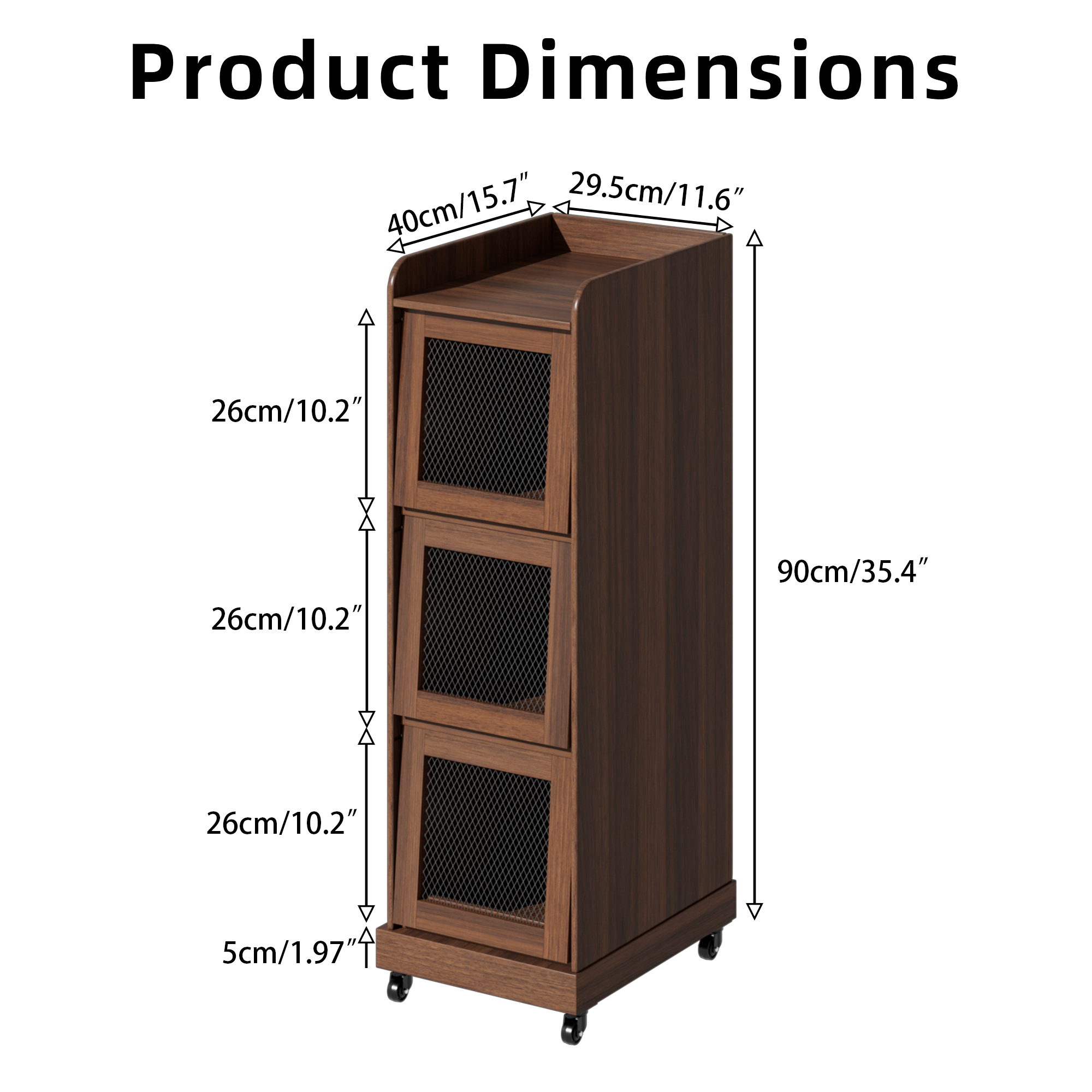 Food Small Kitchen Pantry Cabinet Wood Potato Storage Bins Farmhouse modern Fruit and Vegetable Box with Wheels for Kitchen Dining Room Living Room