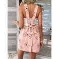 thumbnail image 5 of Women 2025 Summer Rompers Floral Boho Sleeveless Back Tie Flowy Short Jumpsuits Beach Outfits Pink M, 5 of 8