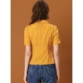 thumbnail image 4 of Blusa de lunares con corazón dulce Allegra K manga corta cuello en V casual con botones Amarillo XS, 4 of 6