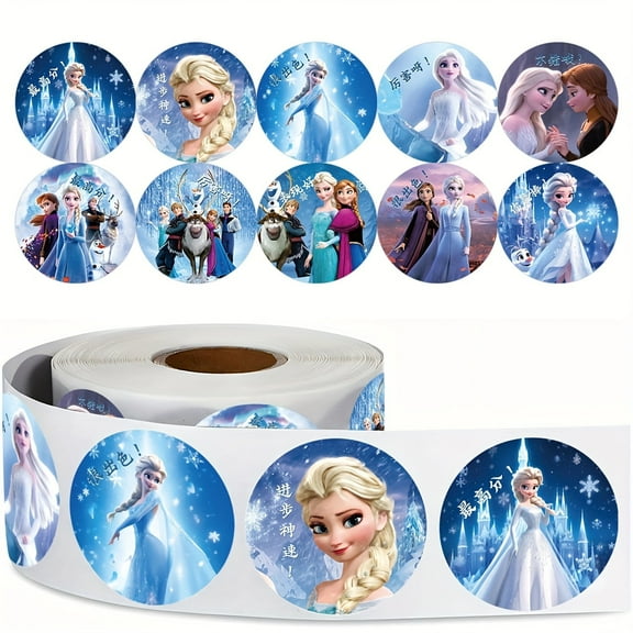 A roll of 500 sticky round stickers featuring Princess Elsa is perfect for decorating diaries. The ideal birthday present.