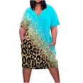 thumbnail image 2 of Robes pour Femmes 2024 Été Robe Oversize pour Col en V Décontractée Robes d'Été Poche Genou Manches Courtes avec Poches Rabais de 50 % Liquidation!, 2 of 5