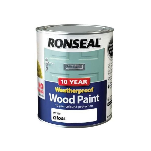Ronseal 10 Year Weatherproof Wood Paint White Gloss 750ml