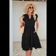 thumbnail image 5 of Vestido de Verano para Mujer, con Mangas con Volantes y Escote en V, Midi, Negro, Talla M, 5 of 6