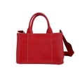 thumbnail image 3 of Pre-Owned PRADA Tote Bag 2way Mini Canapa Canvas BN2439 Red (Good), 3 of 15