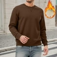 thumbnail image 4 of Crewneck Sweatshirts for Men 2025 Fall Winter Long Sleeve Lined Plain Basic Sweatshirt Pullover Tops, 4 of 5