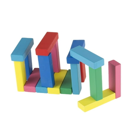 Classic Wooden Blocks Stacking Game with Colored Wood and Carrying Bag for Indoor and Outdoor Play by Hey! Play!