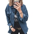 thumbnail image 5 of Spring and Autumn Corduroy Jacket Women's Shirt Style Top Single Breasted Jacket Women's Street Loose Casual Shirt-brick red-XXL, 5 of 7