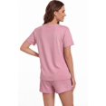 thumbnail image 5 of LUBOT 2026 Bamboo Viscose+Cotton Pajamas for Women Soft PJ Set 2 Piece Cooling Short Sleeve Summer Nightwear Sleepwear Pink 2XL, 5 of 7