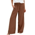 thumbnail image 3 of Women's Straight Leg Casual Pants with Elastic Waist and Pockets Comfortable Loose Fit Long Trousers for Everyday Wear, 3 of 7