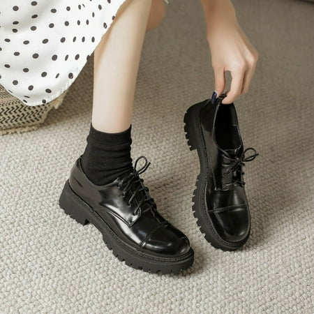 

Small shoes women‘s British style new spring and autumn students thick-soled jk all-match women‘s shoes lace-up thick heel single-layer shoes for women