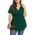 thumbnail image 3 of Daystry Plus Size Tunic Tops For Women Lace V-Neck Empire Waist Women Top Babydoll Blouse Dark Green-2X, 3 of 11