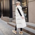 thumbnail image 3 of Long waistcoat women autumn and winter loose sleeveless feather cotton jacket warm coat waistcoat women's clothing, 3 of 4