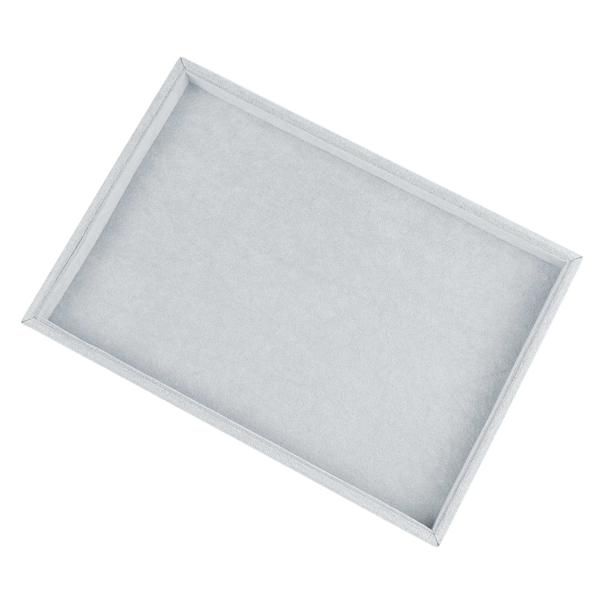 Unique Bargains Velvet Jewelry Boxes Holder Organizer Trays with Removable Dividers Gray Flat Tray