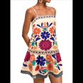 thumbnail image 2 of Vestido Minivestido Bohemio Floral con Tirantes Finos y Bajo con Volantes para Mujer para Vacaciones. Albaricoque M, 2 of 9