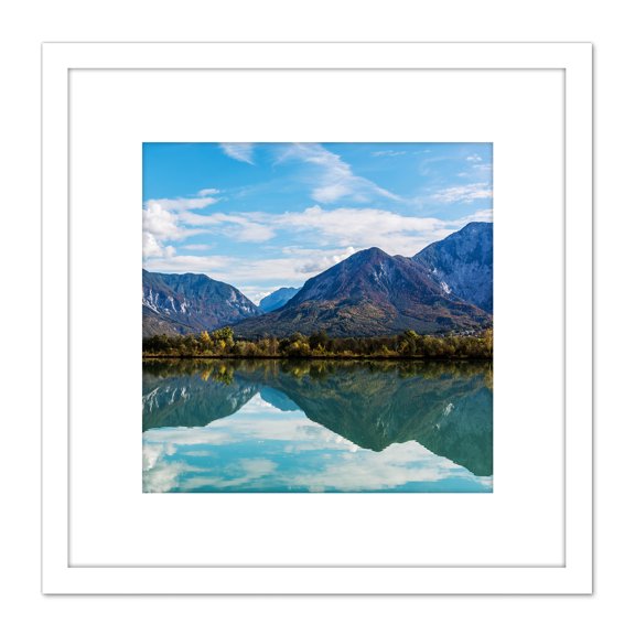 Jaritz Ferlach Reservoir Drava Austria Landscape Photo 8X8 Inch Square Wooden Framed Wall Art Print Picture with Mount