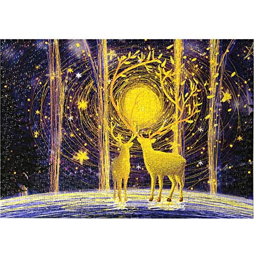 Deer in The Forest Jigsaw Puzzle for Kids Adult Man 1000 Piece Jigsaw Puzzle 