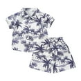 thumbnail image 2 of Conairie Boy Clothing Set 2 Piece Collar Button Down Short Sleeve Shirt and Shorts Kids Cute Floral Print Classic Basic Outfit Set with Pocket Light Purple 18-24 M, 2 of 3