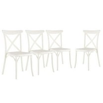 HomeRoots 565179 21 in. White Heavy Duty Plastic Outdoor Stacking Dining Chairs - Set of 4