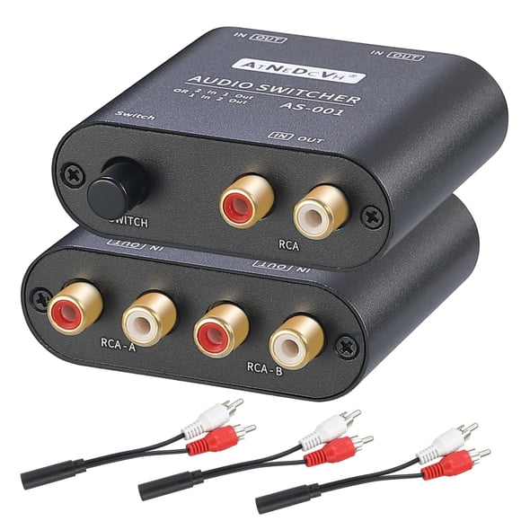 Conmutador de audio ATNEDCVH AS-001 con puerto RCA/3,5 mm de 2 vías