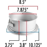 Fat Daddio's PSF-83 8 x 3 Inch Round Cake Pan, Anodized Aluminum Springform Pan, Removable Base, Silver