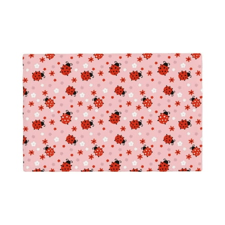 

Placemats Set of 4 Flowers And Ladybugs Heat Resistant Non - Slip Place mats Waterproof table mat for Kitchen Dining-4片装