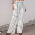 thumbnail image 5 of Duqingm Cute Pants Womens Wide Leg Striped Pants Casual Comfy Lounge Trousers Loose Fit Lightweight Soft Pants Light Blue,2XL, 5 of 7