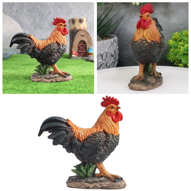 BKER Rooster Garden Statue Courtyard Chicken Decoration Outdoor Sculpture Outdoor Decoration Chicken Sculpture Suitable Backyard Terrace Kitchen Decoration