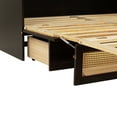thumbnail image 3 of Queen Size Murphy Bed, Pine Wood Cabinet Bed with Rattan Decoration and Storage Drawer, Espresso, 3 of 9