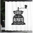 thumbnail image 3 of Ambesonne Saying Shower Curtain, Grungy Typography Coffee, 69"Wx84"L, Black and White, 3 of 4