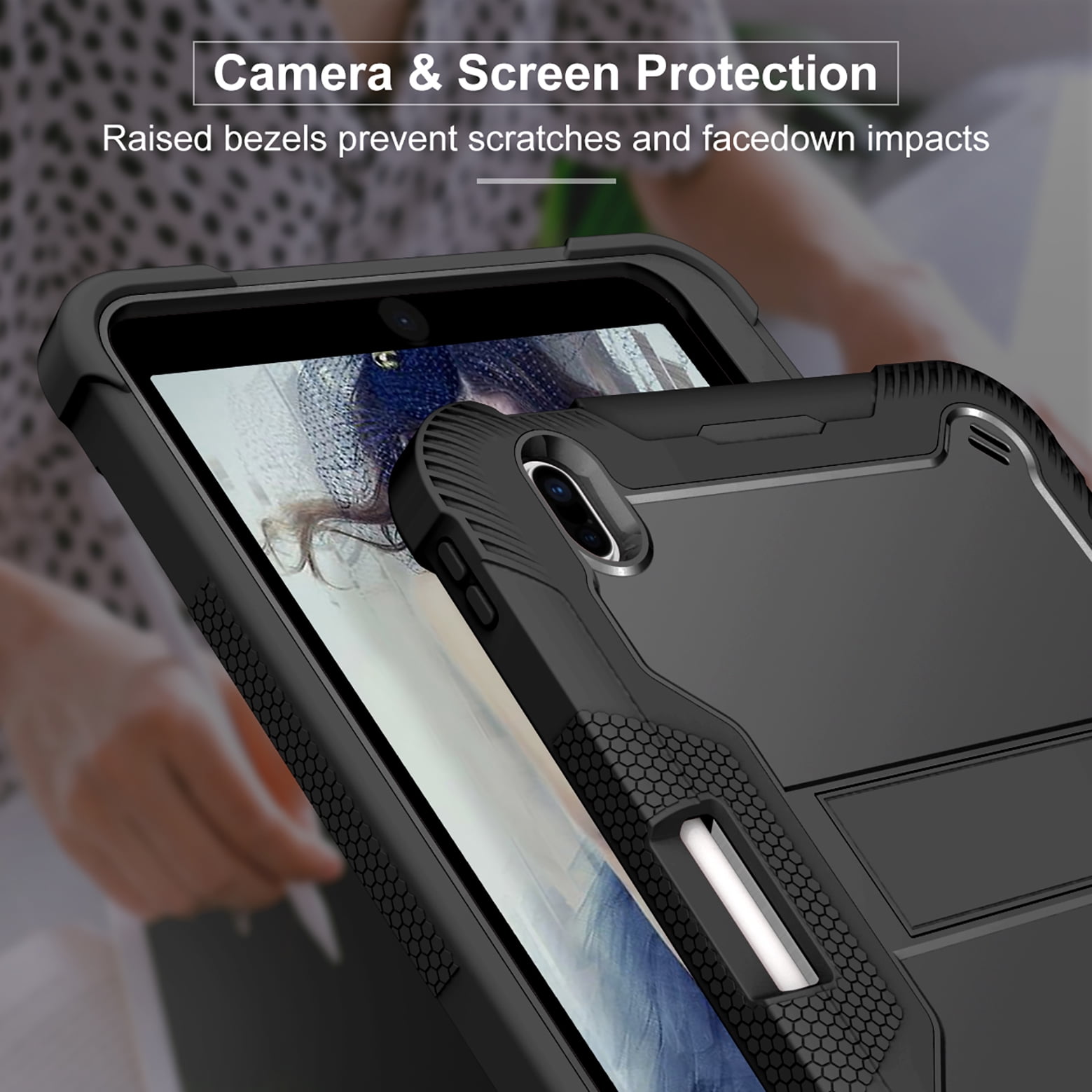 Feishell Case for Apple iPad 10th Generation 10.9 inch (2022),Three Layer Protection Shockproof Hybrid Armor Heavy Duty Rugged Kickstand Protective Cover with Built-in Pencil Holder,Black
