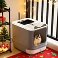 thumbnail image 2 of Large Covered Litter Box Furniture with Odor CONTROL, High Privacy, Easy cleaning - Modern  Toilet for Multiple Cats & Large Litter Boxes, Perfect Gift for  Owners, 2 of 15