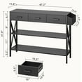 thumbnail image 5 of Asofer 3-Tier Entryway Table, Modern Side Table with 3 Drawers, Console Table for Hallway, X-Shaped Design, Black, 5 of 10