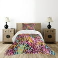 thumbnail image 4 of Ambesonne Leopard Print Quilted Bedspread Set 2 Pcs, Mottled Camo, Twin Size, Multicolor, 4 of 5