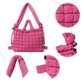 thumbnail image 4 of Bolso Hinchado Hombro Plisado Con Burbujas Popular Mochila Escolar Acolchada Gran Capacidad para Estudiantes F (rosa) Rojo, 4 of 9