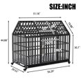thumbnail image 5 of Large 52" Heavy Duty Dog Crate, Metal Dog Kennel Roof Door with Pull-out Trays and 4 Lockable Wheels for Large Dogs, Black, 5 of 9