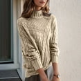 thumbnail image 4 of Womens Cable Knit Turtleneck Sweaters Winter Warm Long Sleeve Pullover Casual Tops Chunky Knit Plain Loose Sweater, 4 of 8