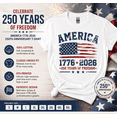 thumbnail image 3 of 250th Anniversary USA Shirt, Faux-Sequin Look 4th of July Shirt, America 250 TShirt, Patriotic Usa Shirts for Women, 3 of 7