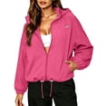 thumbnail image 5 of SuTry Women's Windbreaker Jacket Full Zipper Hooded Lightweight Water Resistant Windproof Rain Packable Outdoor Hiking Running Travel Sports Casual Activewear Coat, 5 of 9