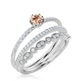 thumbnail image 3 of Dazzling Minimalist 1.55 Carat Classic Round Cut Morganite And Diamond Moissanite Affordable Engagement Ring, Wedding Ring in10k Solid White Gold, Minimal Woman Gift Idea, Trio Set, Matching Band, 3 of 3