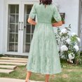 thumbnail image 4 of Vestido Plisado De Mujer Vestido plisado para mujer, manga abullonada, vestido de columpio grande, informal para fiesta (verde XL) Cgtredaw Para estrenar, 4 of 6