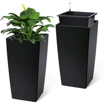 CazToi Set of 2 Self-Watering Planters 30" Outdoor Indoor Tapered Flower Pots