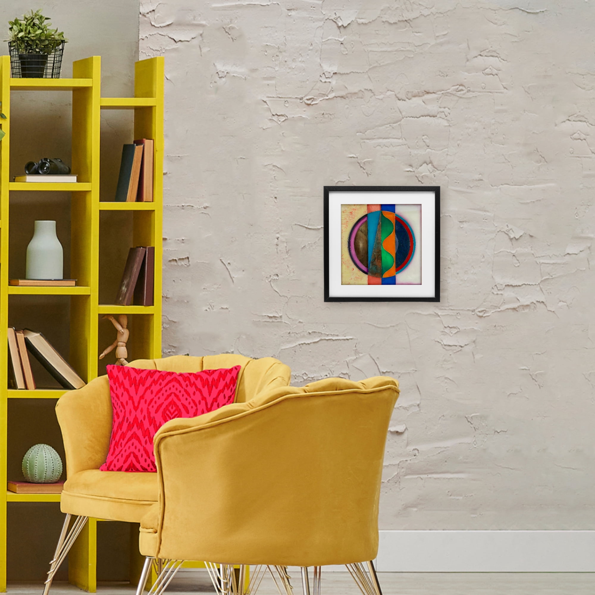 Stupell Industries Circle with Intersecting Waves Black Framed Print Under Glass, design by Matthew Finger