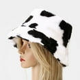 thumbnail image 4 of Kiplyki Women's Autumn And Winter Fashion Cow Print Basin Hat Plush Fisherman Hat Warm Hat, 4 of 5