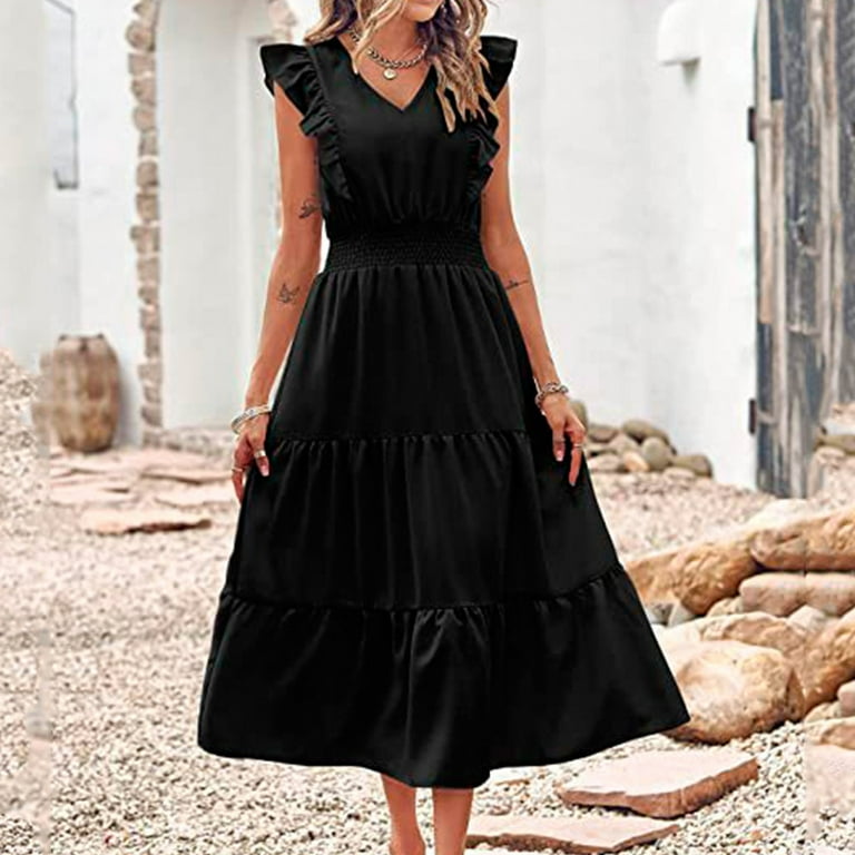 Askyes Womens Plus Size Summer Maxi Dresses Sleeveless V