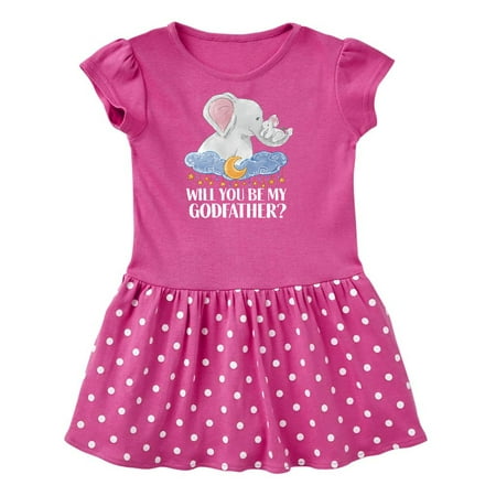 

Inktastic Will You Be My Godfather Elephants Moon and Stars Gift Toddler Girl Dress