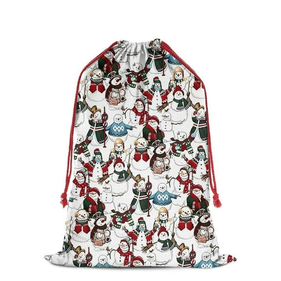 Christmas Bags Drawstring,Multicolor Christmas Snowman Pattern Large Xmas Christmas Gift Bags,Reusable for Xmas and New Year Party Favors and Supplies,27.6" X 19.7"