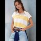 thumbnail image 4 of Top Holgado con Cuello en V, Corta A Rayas y Botones para Mujer Amarillo L, 4 of 7