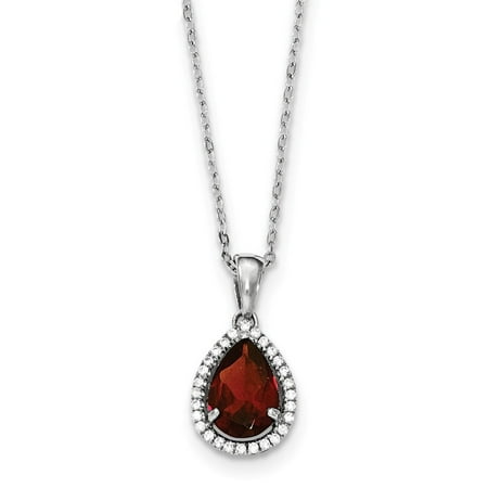 Face Garnet 925 Silver Pendant - 0.40CT Pear Garnet & Diamond Pendant 18