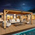 thumbnail image 2 of Erommy Hardtop Wood Gazebo for Patio, Outdoor Cedar/Spruce Pergola with Metal or Asphalt Roof, All-Weather Backyard Shelter Asphalt Roof 12'x16', 2 of 5